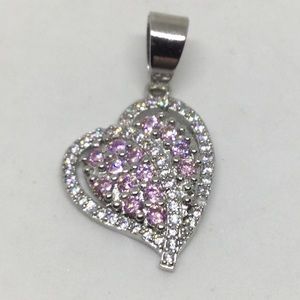 Pink Sapphire and Cubic Zirconia Heart Pendant